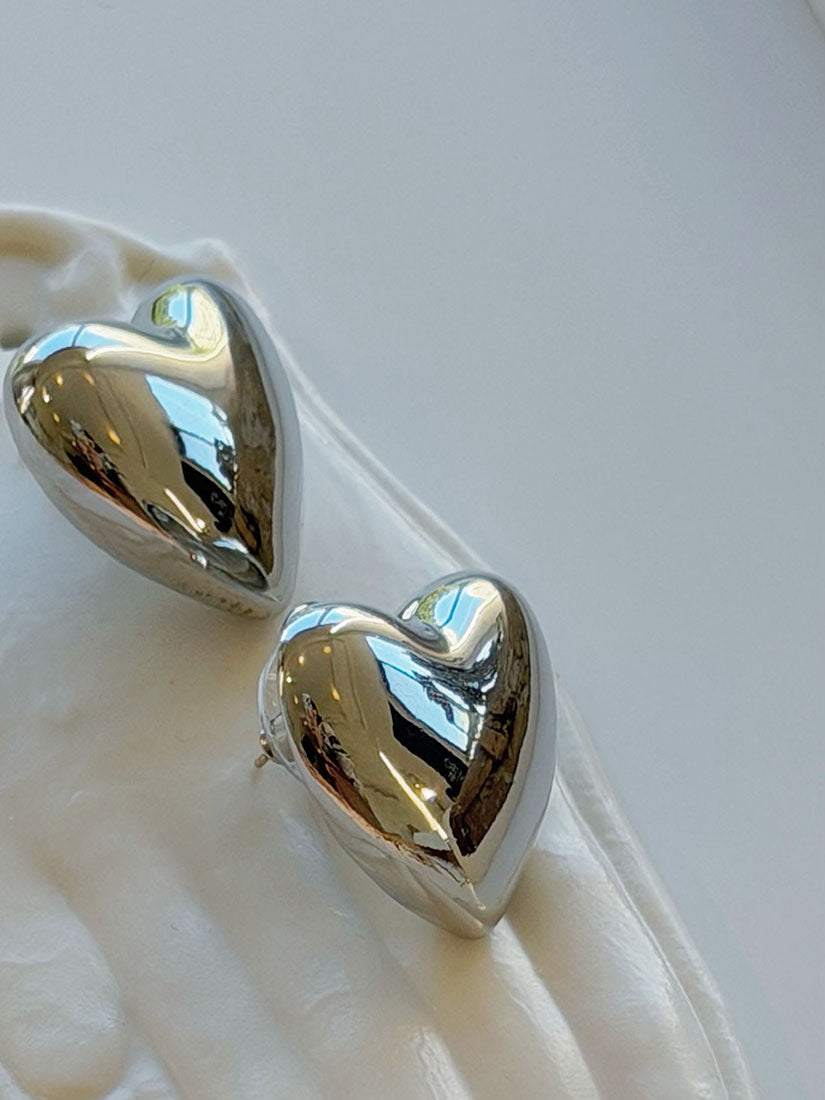 Polished Silver Romance Heart Earrings (2 Styles)