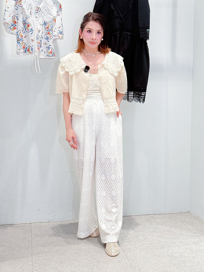 Argyle Lace Wide Leg Pants