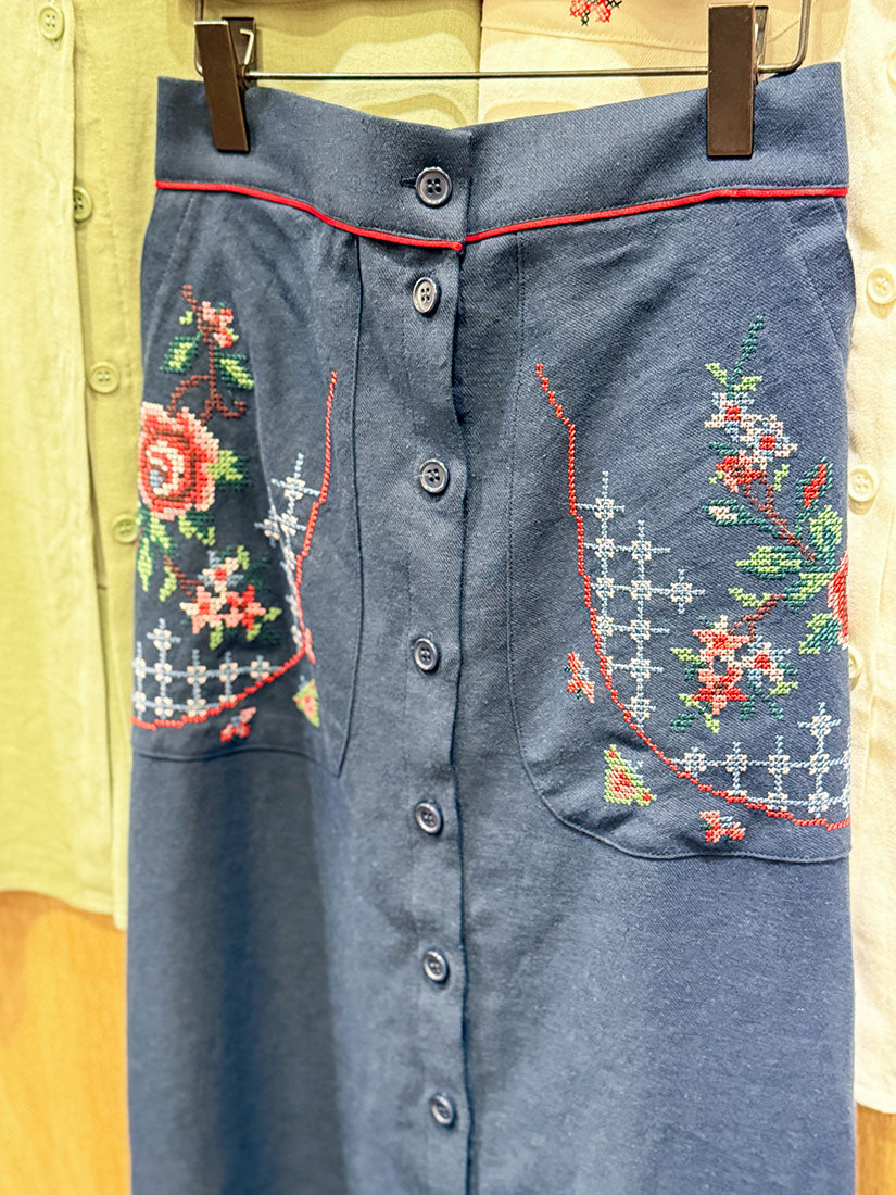 Cross Stitch Embroidered Skirt (3 Colours)