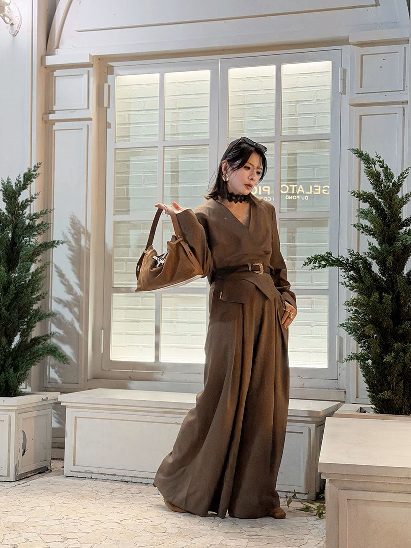 Inverted Pleated Front Pin-Stripe Pants (2 Colours)