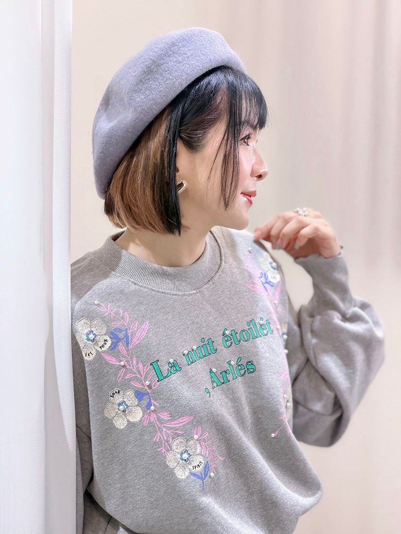 Pearl Flower Printed Sweatshirt (2 Colours)