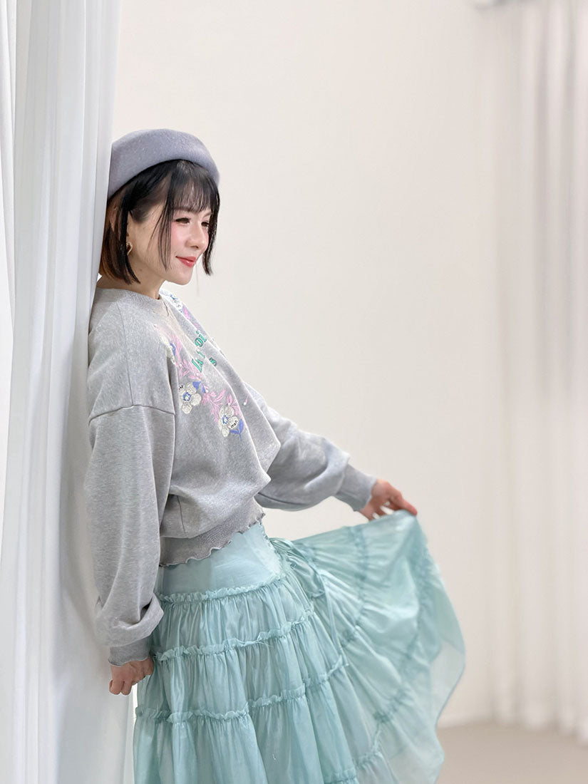 Pearl Flower Printed Sweatshirt (2 Colours)