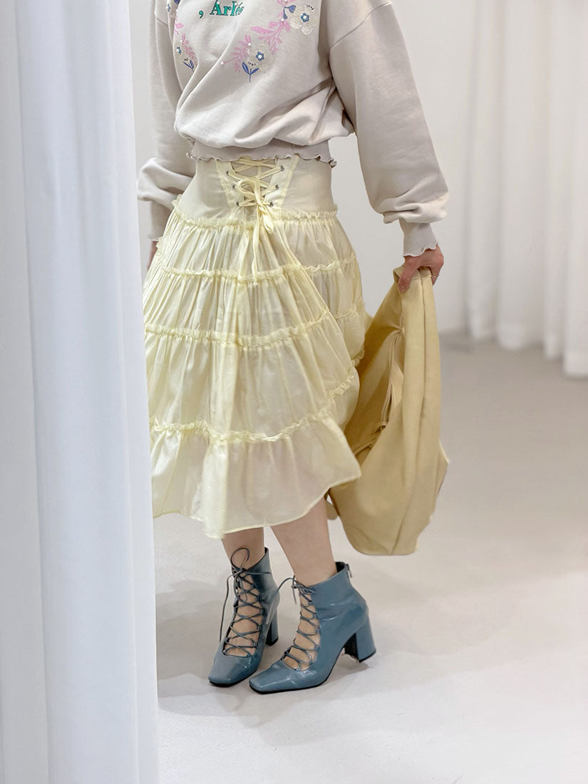 Lace Up Side Tiered Skirt (2 Colours)