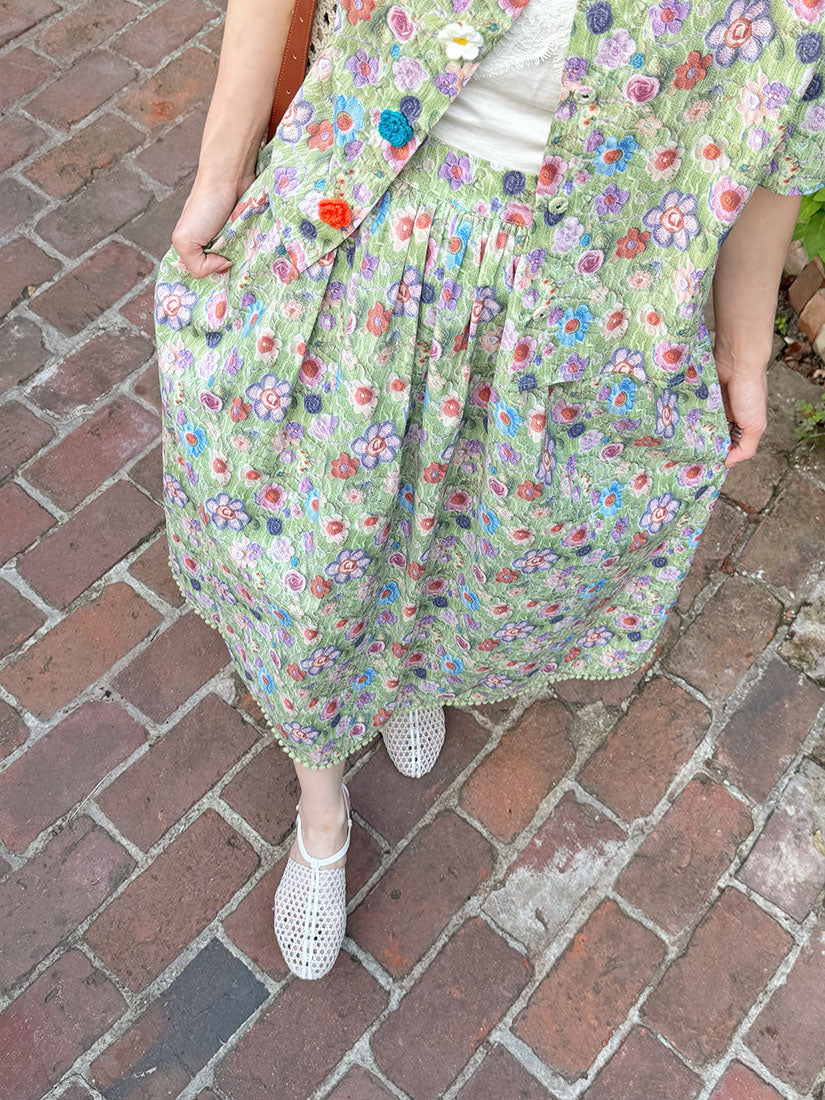 Floral Printed Flare Skirt(3 Colours)