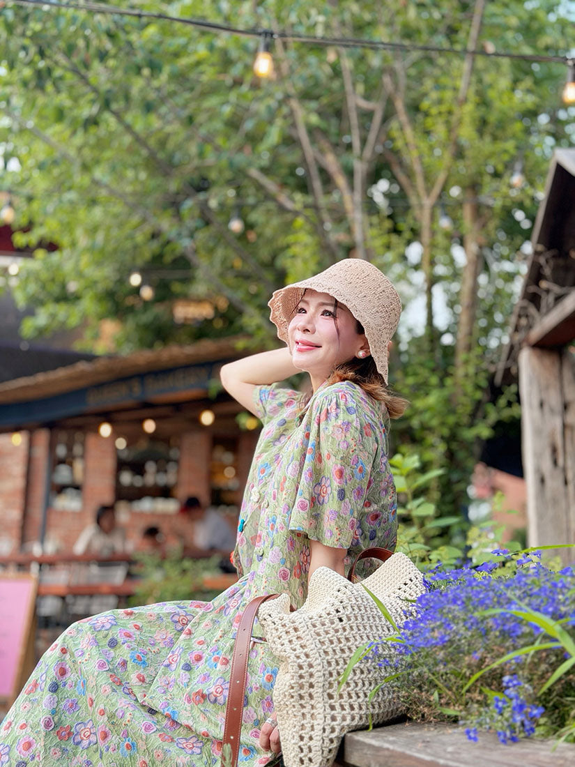 Crochet Floral Printed Blouse(3 Colours)