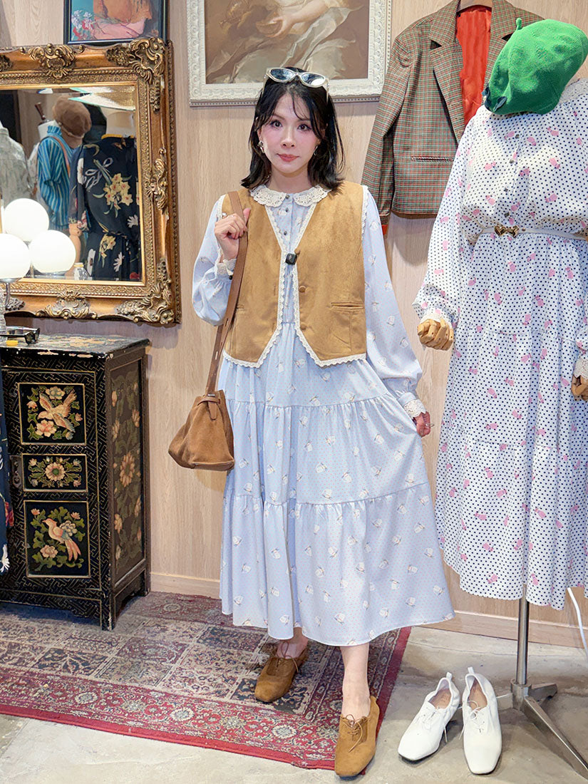 Polka Dot With Cat Printed Dress (3 Colours)