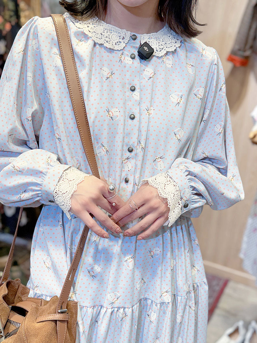 Polka Dot With Cat Printed Dress (3 Colours)