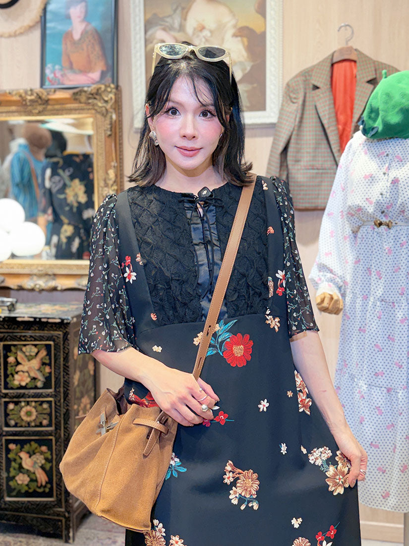 Ruffle Sleeve Flower Printed Dress