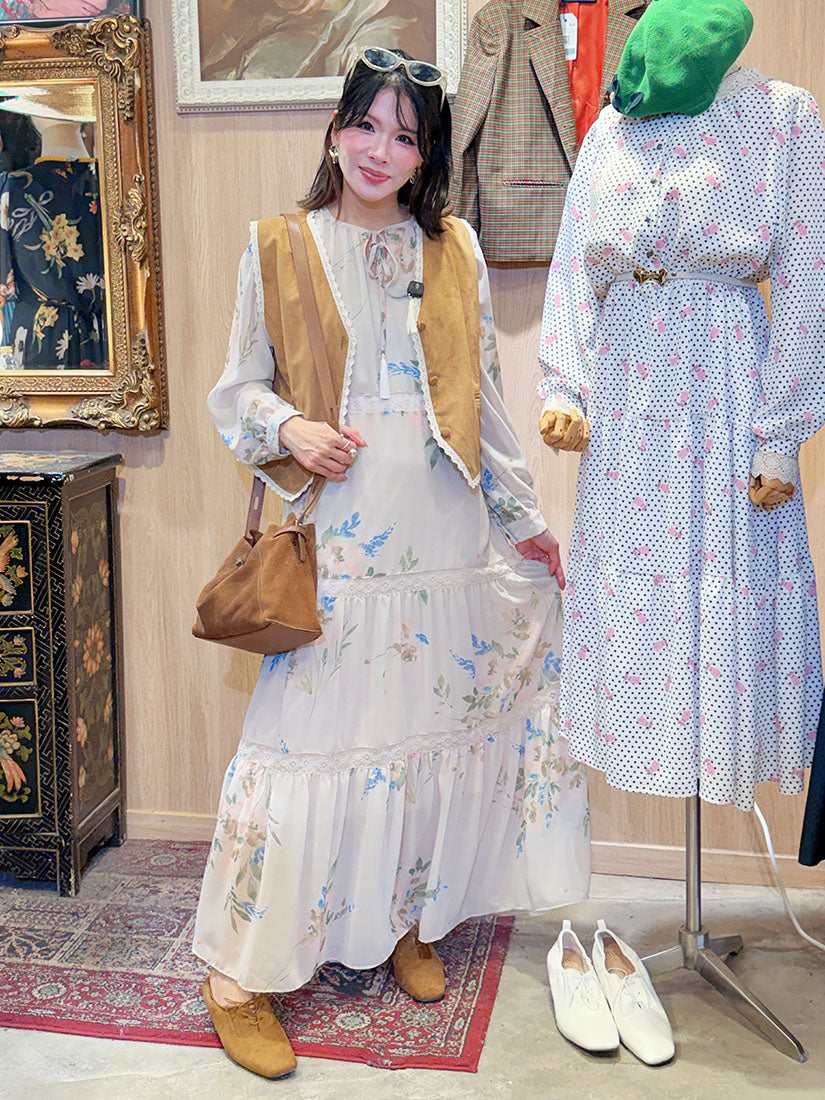 Lace Trim Floral Prairie Dress (2 Colours)