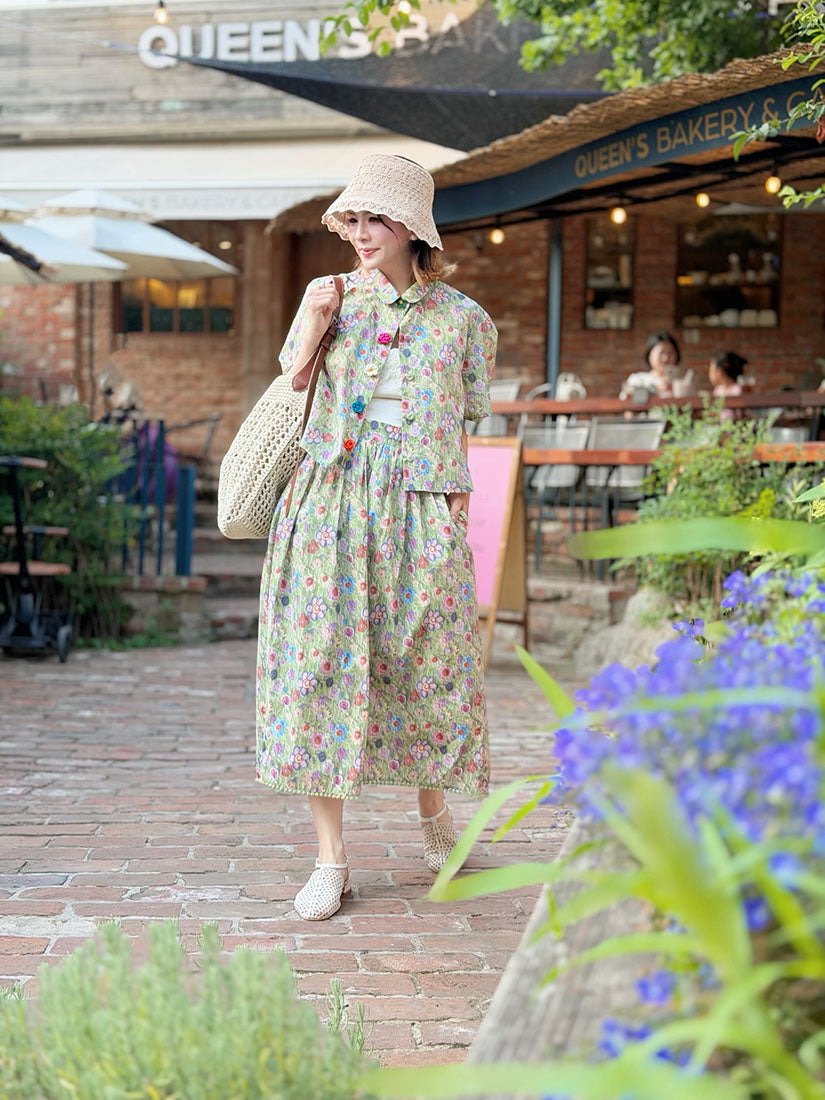 Floral Printed Flare Skirt(3 Colours)