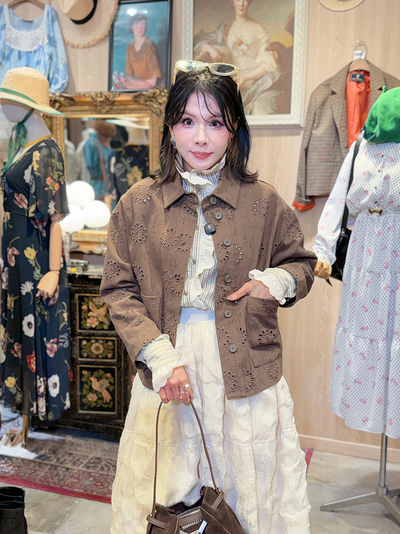 Flower Perforated Shirt Jacket (2 Colours)