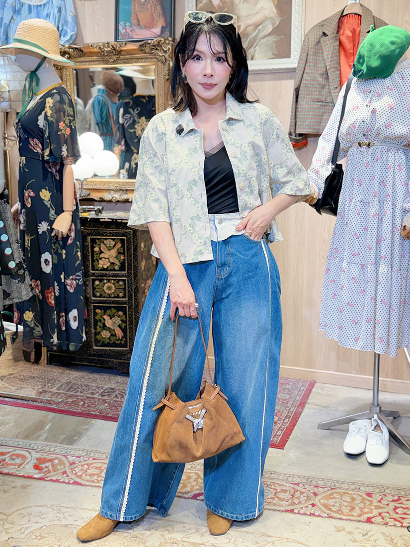 Floral Rhombus Embroidered Shirt Jacket (2 Colours)