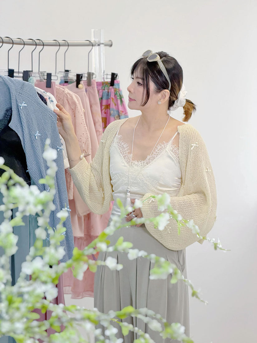 Ribbon Bow Long Sleeve Knitted Shrug (3 Colours)