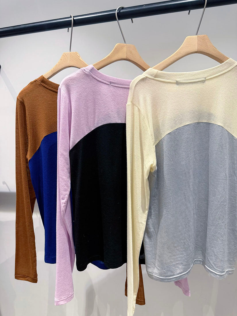 Colourblocked Long Sleeve Basic Top (3 Colours)