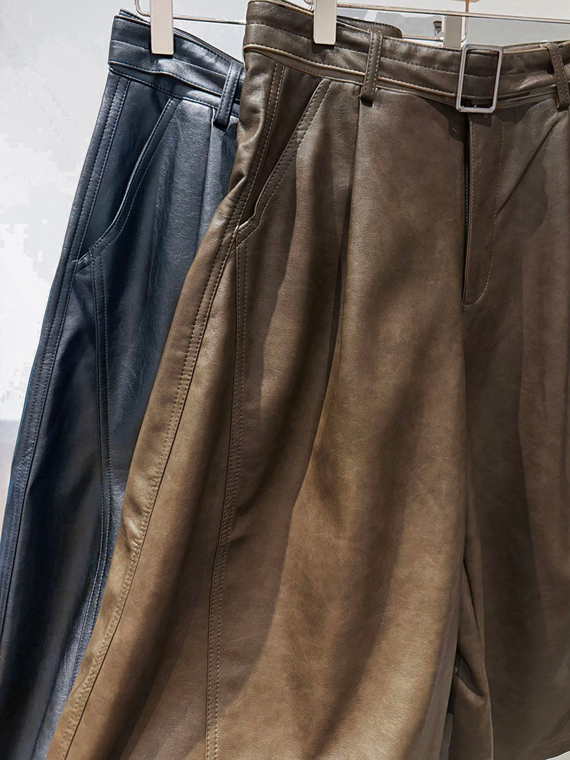 Belted Faux Leather Culottes (2 Colours)
