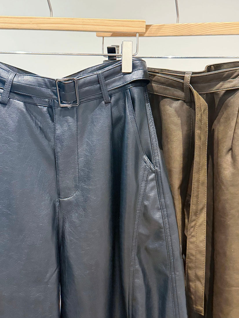 Belted Faux Leather Culottes (2 Colours)