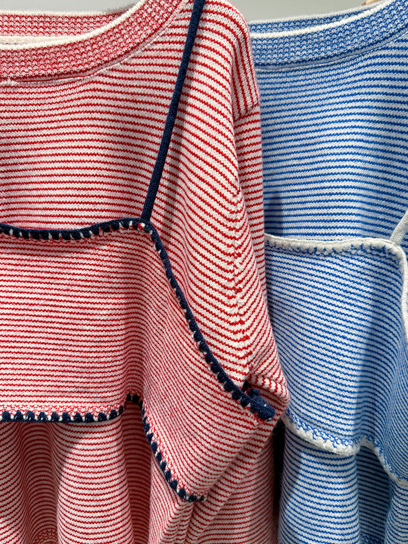 Striped Sweater With Crop Cami Cover Up Set (3 Colours)