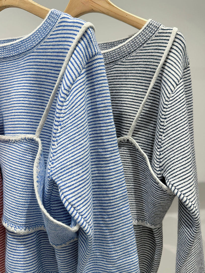 Striped Sweater With Crop Cami Cover Up Set (3 Colours)