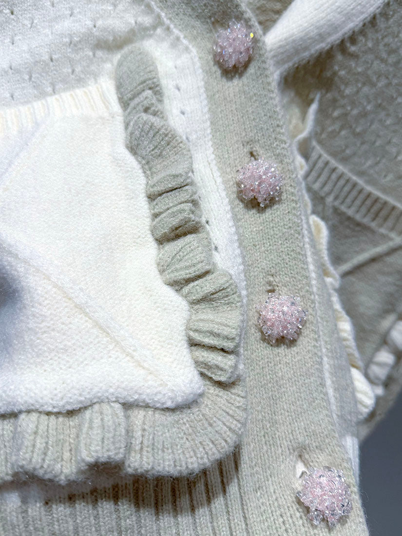 Colourblocked Pointelle Cardigan (2 Colours)