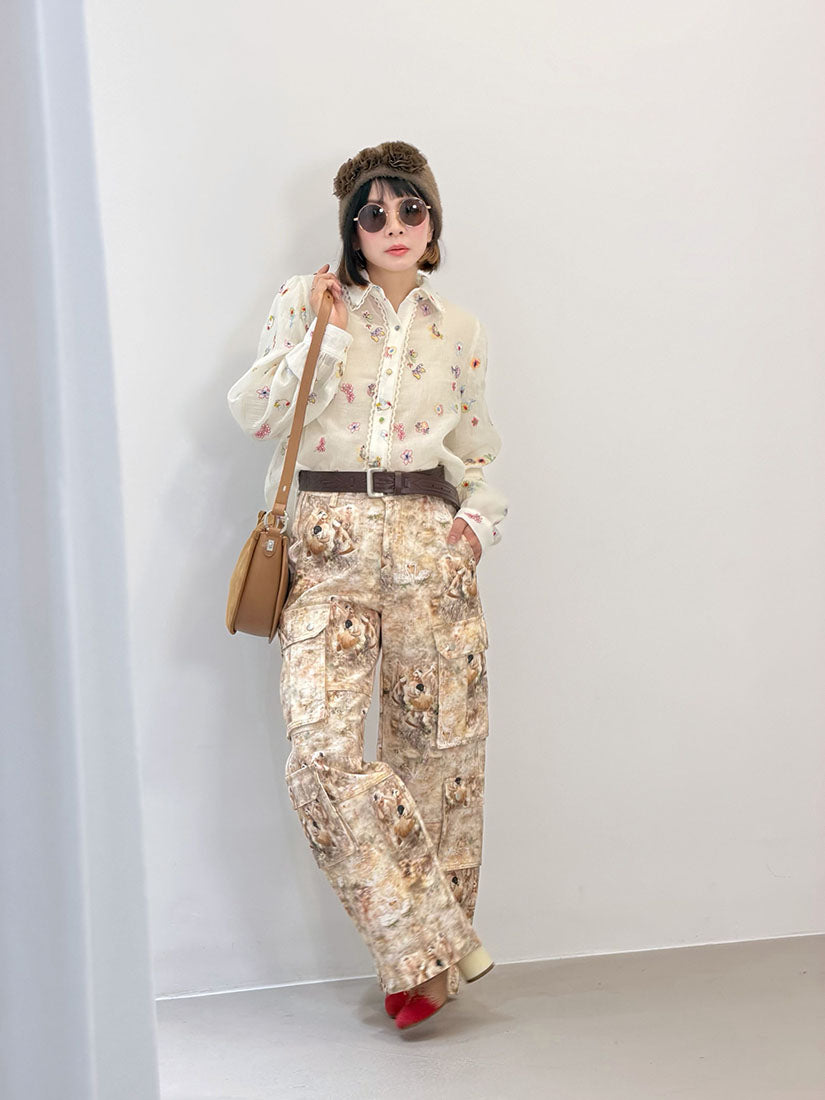 Lace Trim Embroidered Blouse