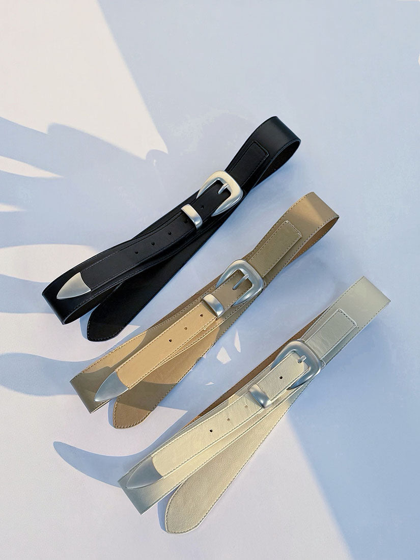 Silver Brushed Buckle Belt (3 Colours)
