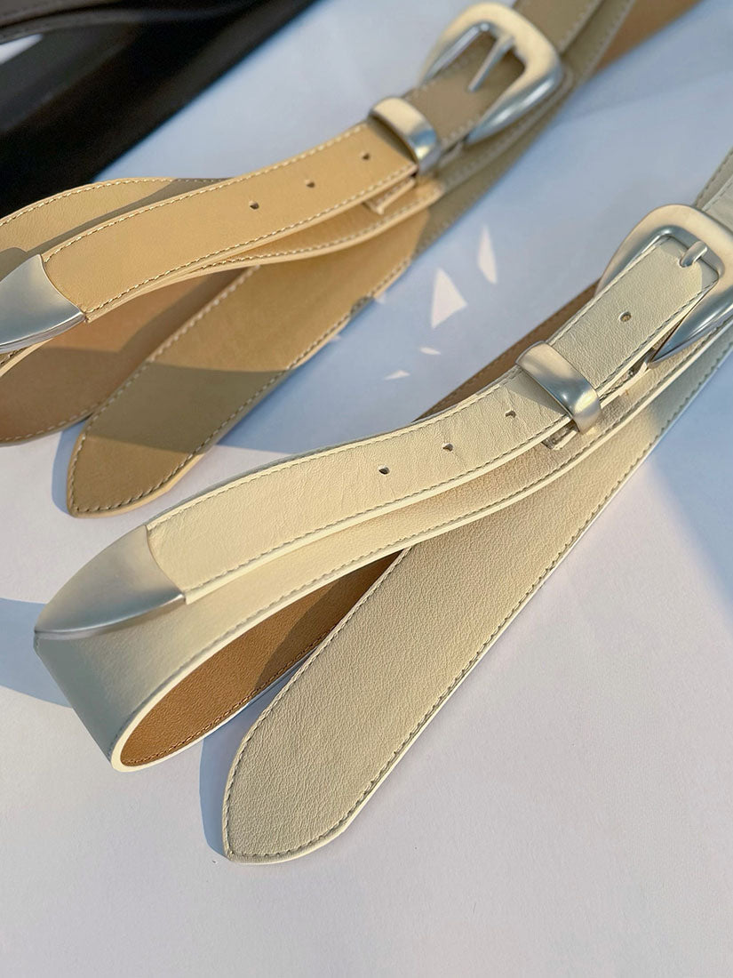 Silver Brushed Buckle Belt (3 Colours)
