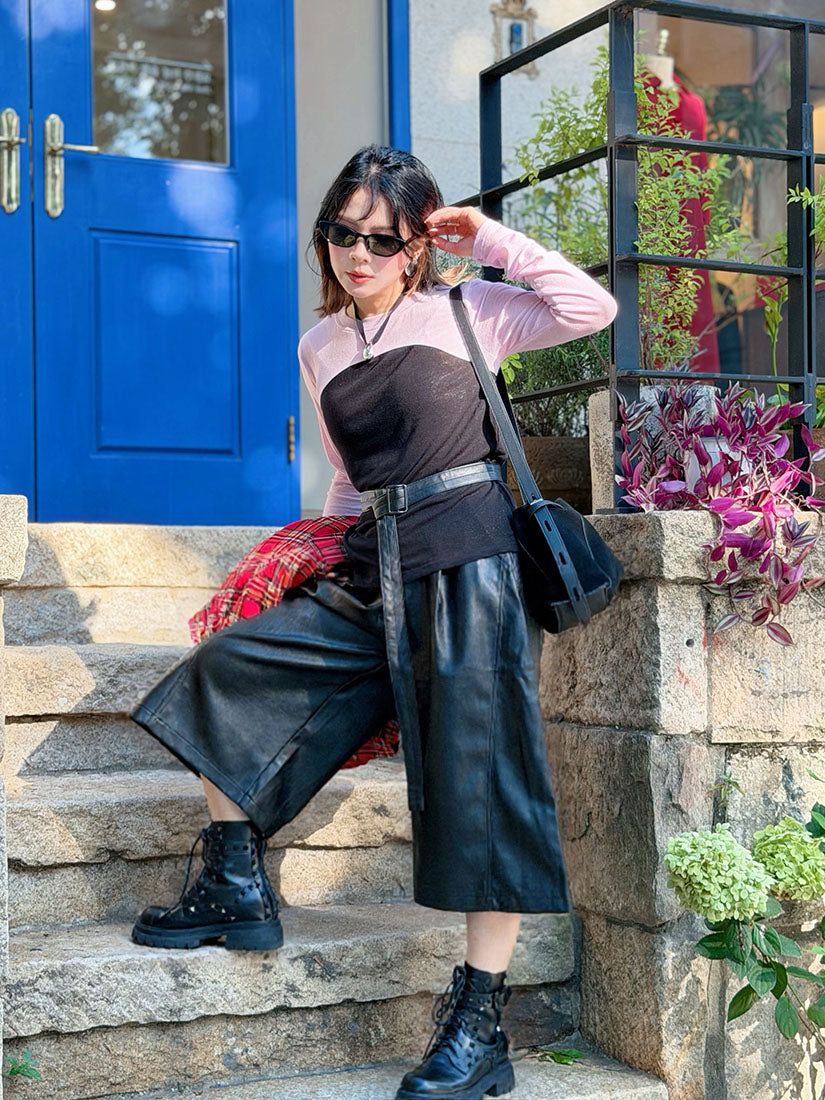 Belted Faux Leather Culottes (2 Colours)