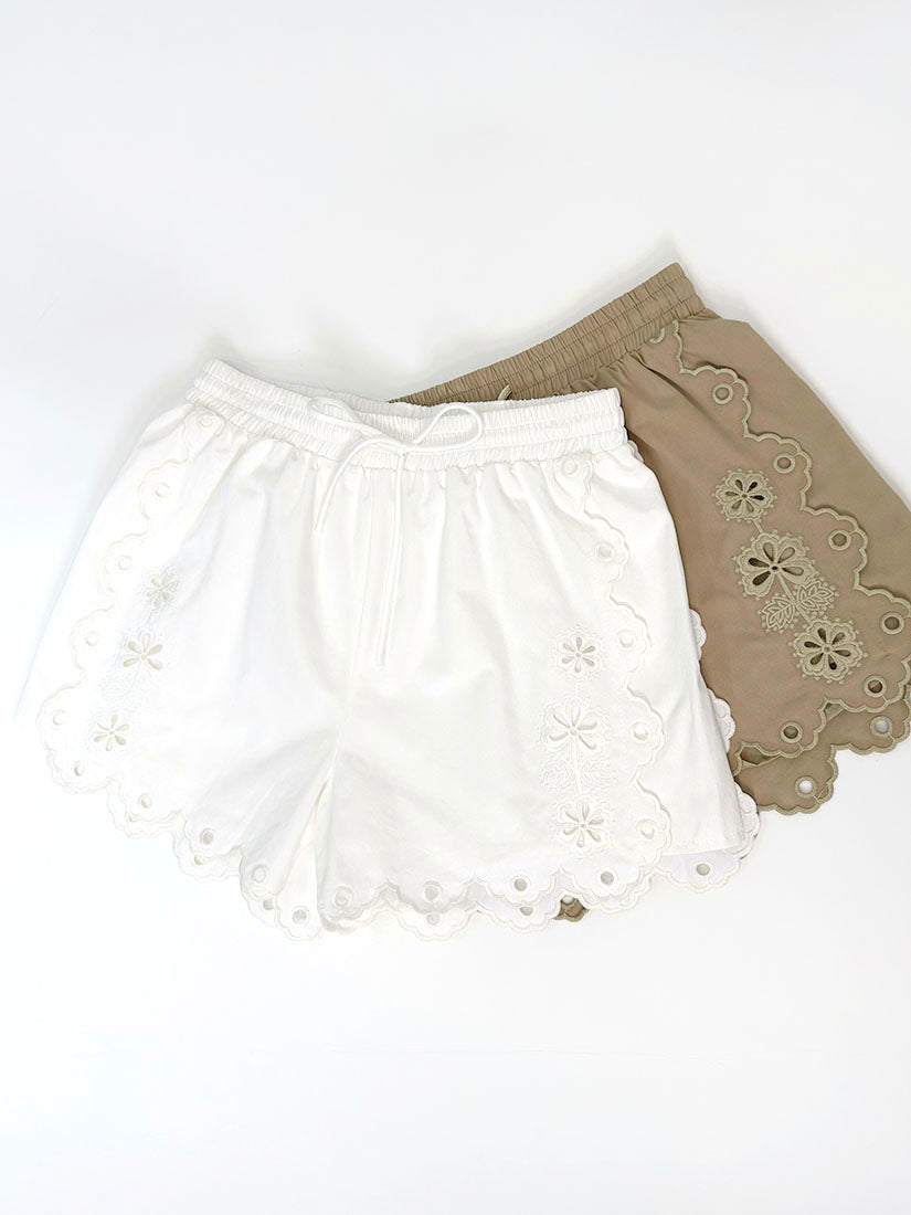 Floral Embroidered Shorts (2 Colours)