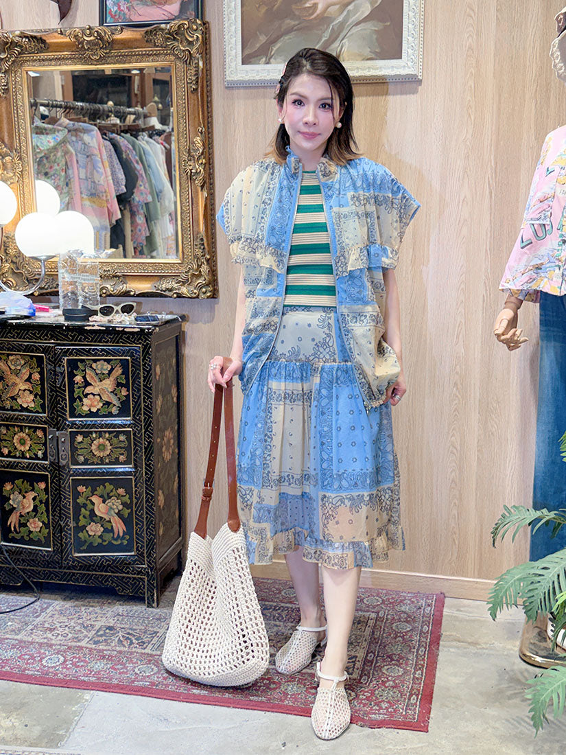 Scarf Printed Ruffle Hem Skirt