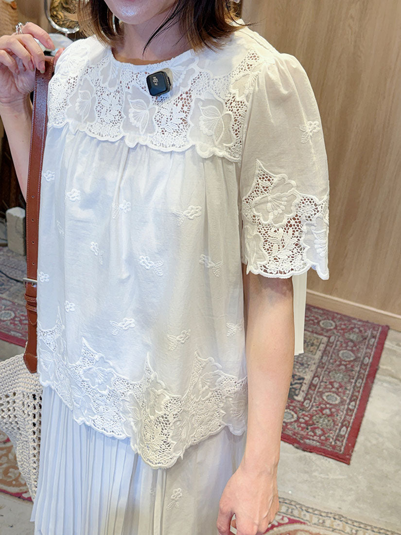 Pleated Back Embroidered Top(3 Colours )