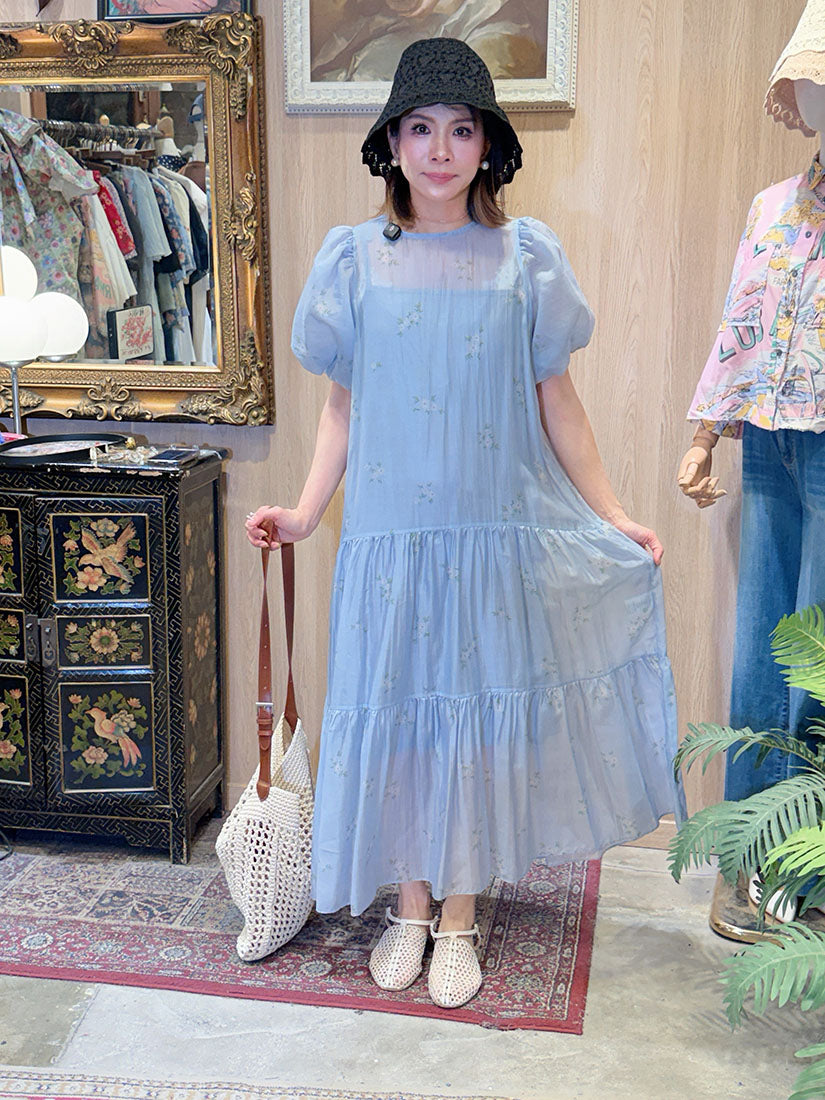Floral Printed Puff Sleeve Tiered Dress(2 Colours)