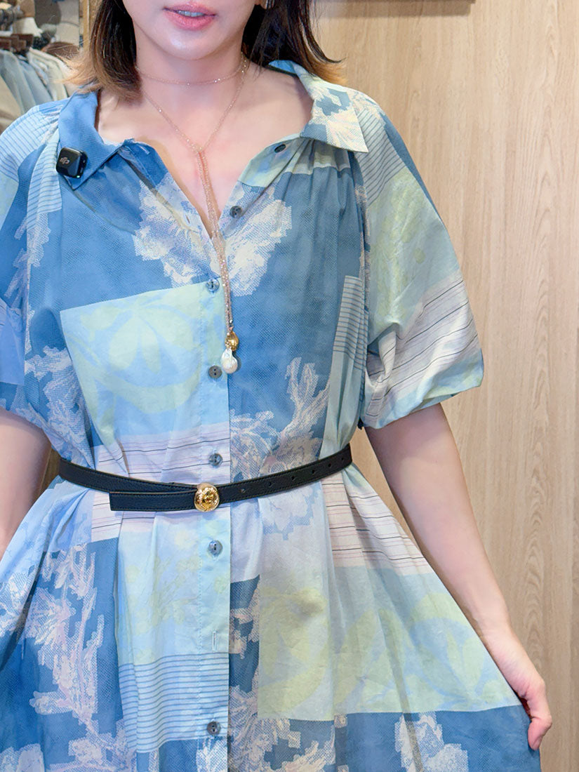 Floral Striped Balloon Sleeve Dress(2 Colours)