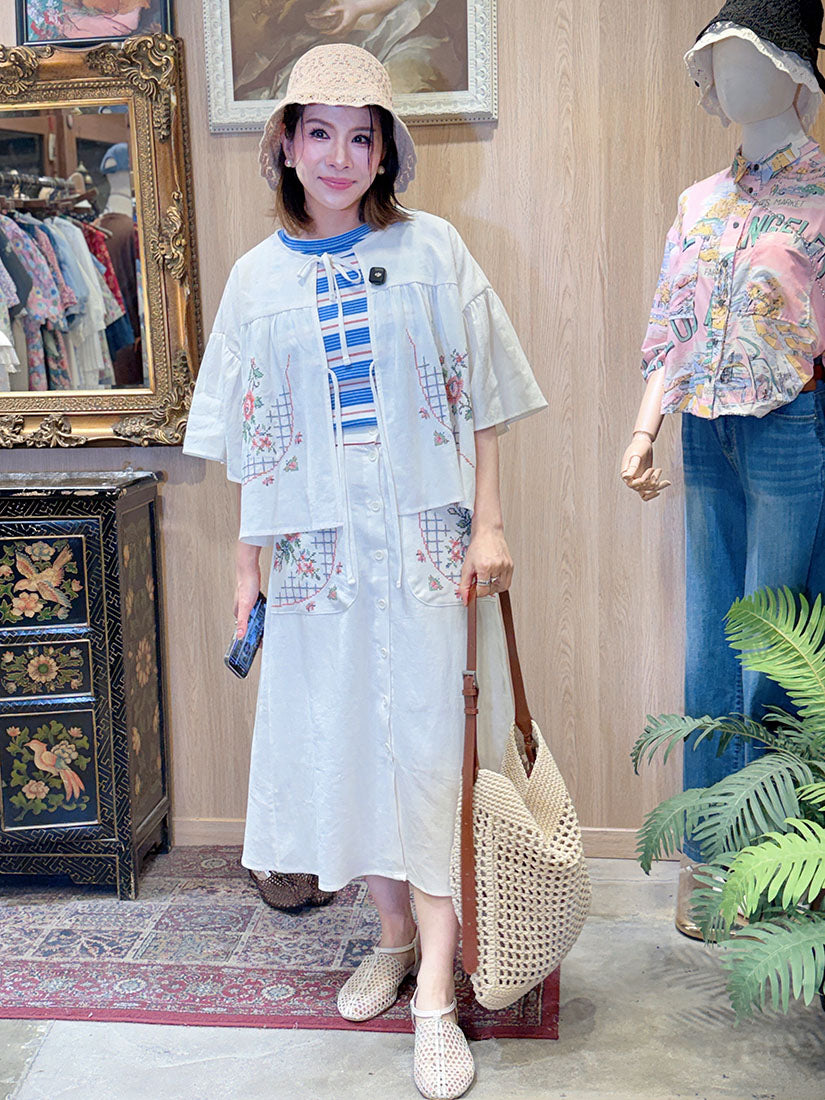 Cross Stitch Embroidered Skirt (3 Colours)