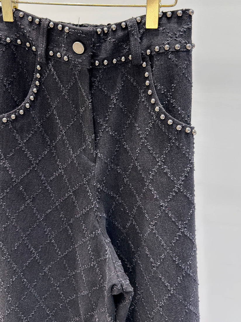 Stud Argyle Pattern Jeans