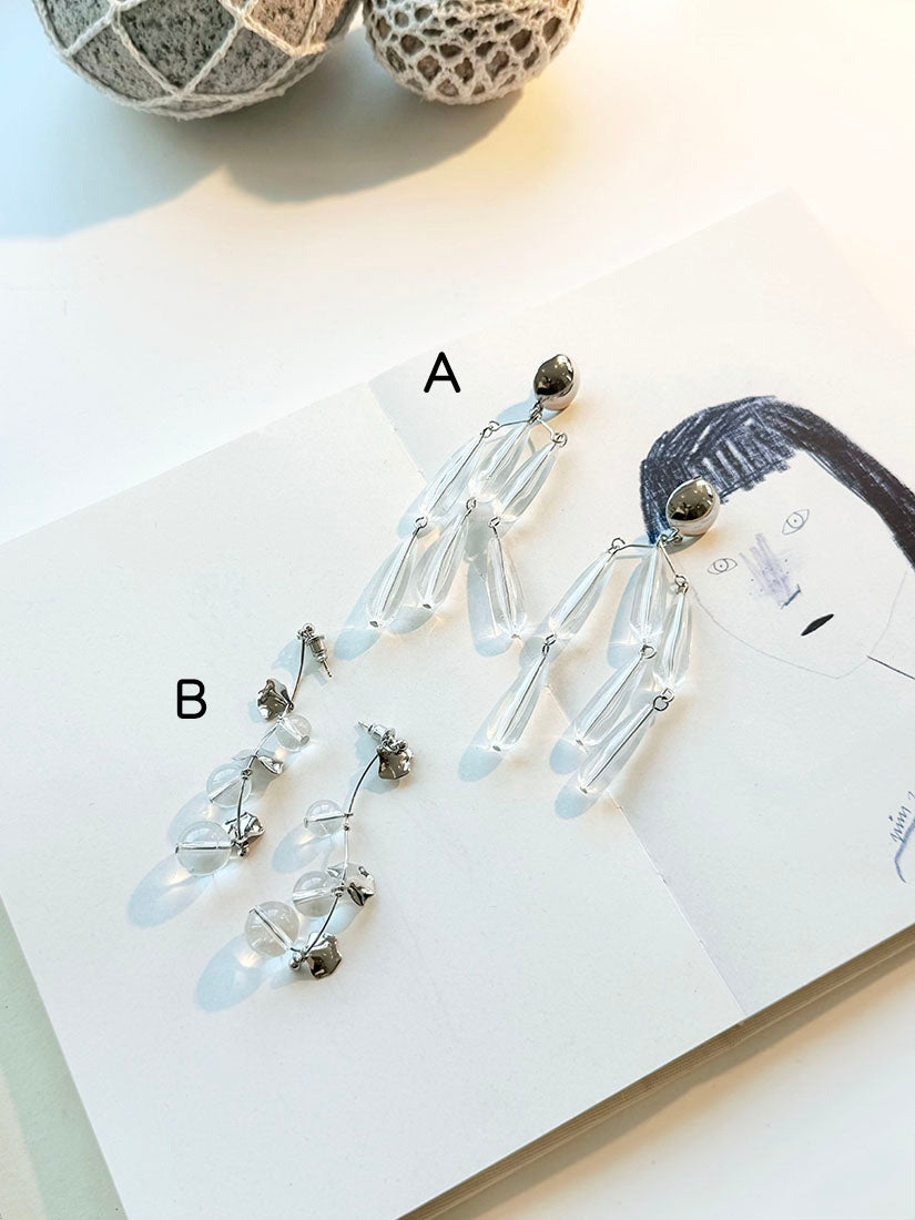 Silver Glass Drop Earrings (2 Styles)