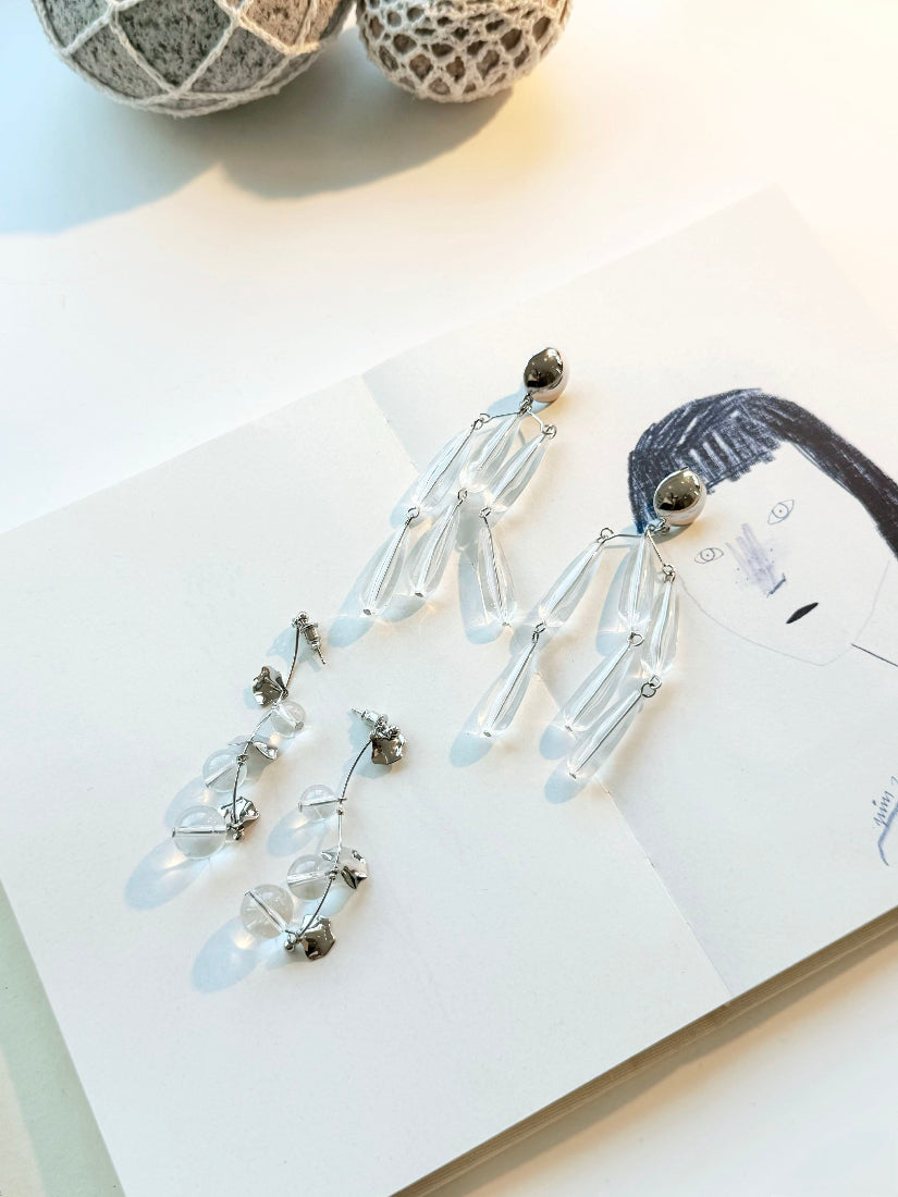 Silver Glass Drop Earrings (2 Styles)