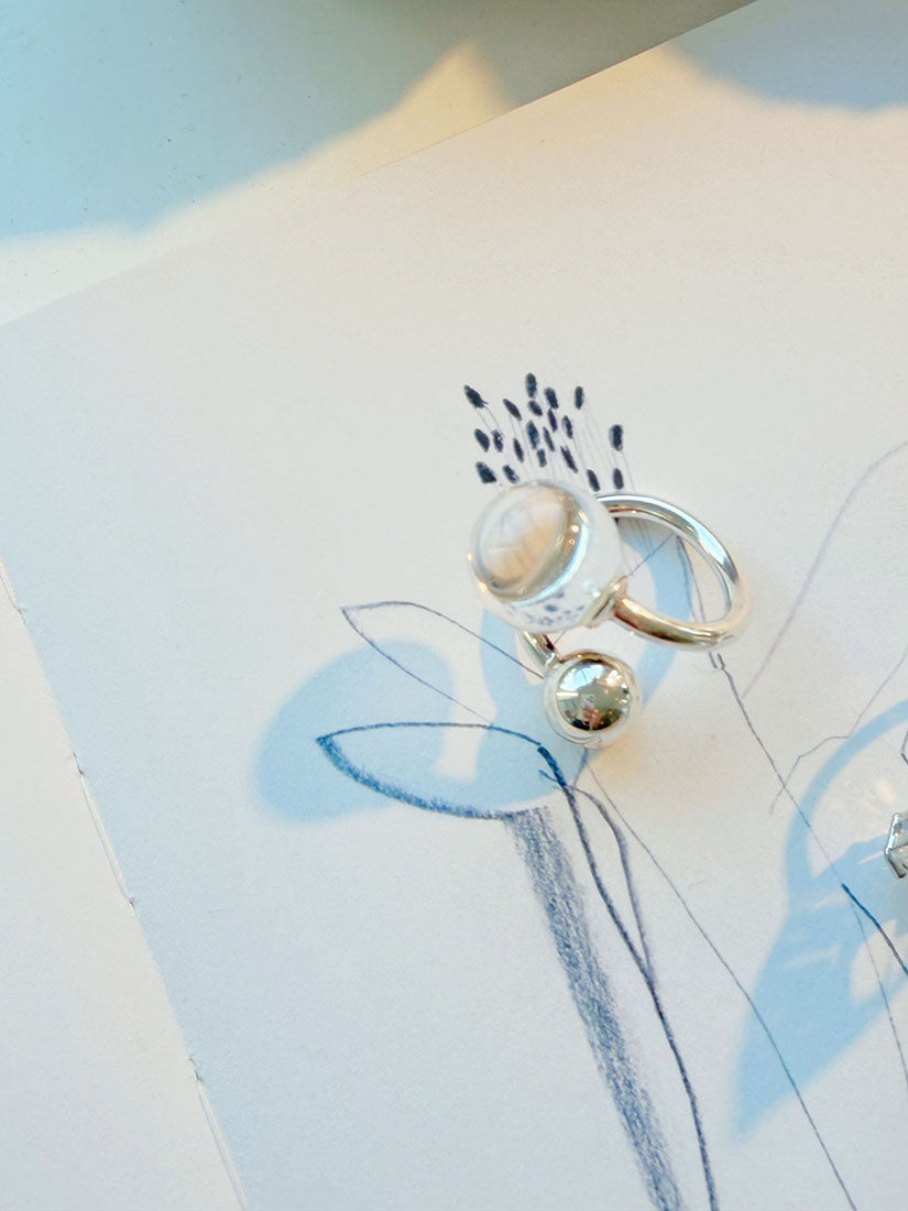 Gemstone Silver Open Ring (2 Styles)