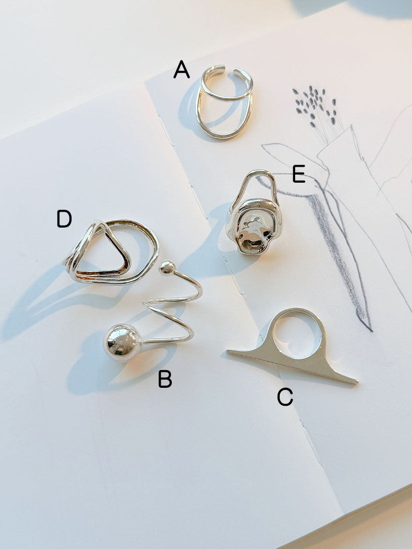(925 Silver) Modern Minimalist Silver Ring (5 Styles)