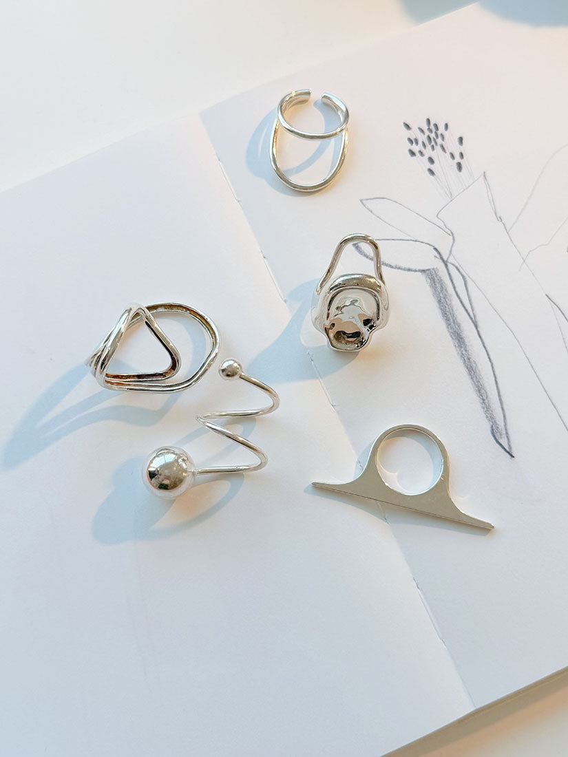 (925 Silver) Modern Minimalist Silver Ring (5 Styles)
