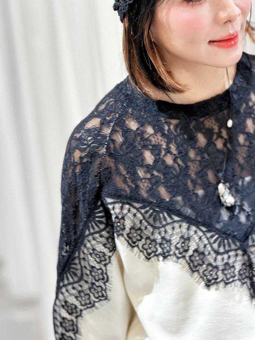 Lace Yoke Sweatshirt (2 Colours)