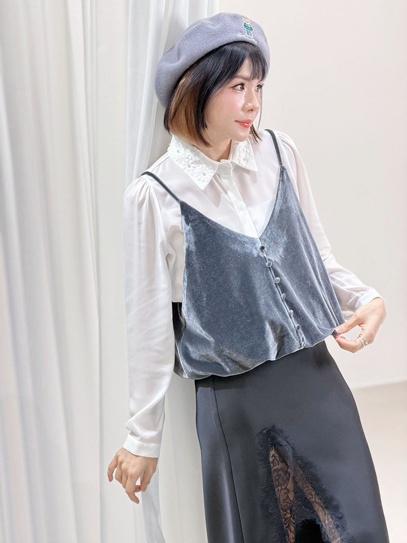 Buttony Velvet Bubble Camisole (2 Colours)