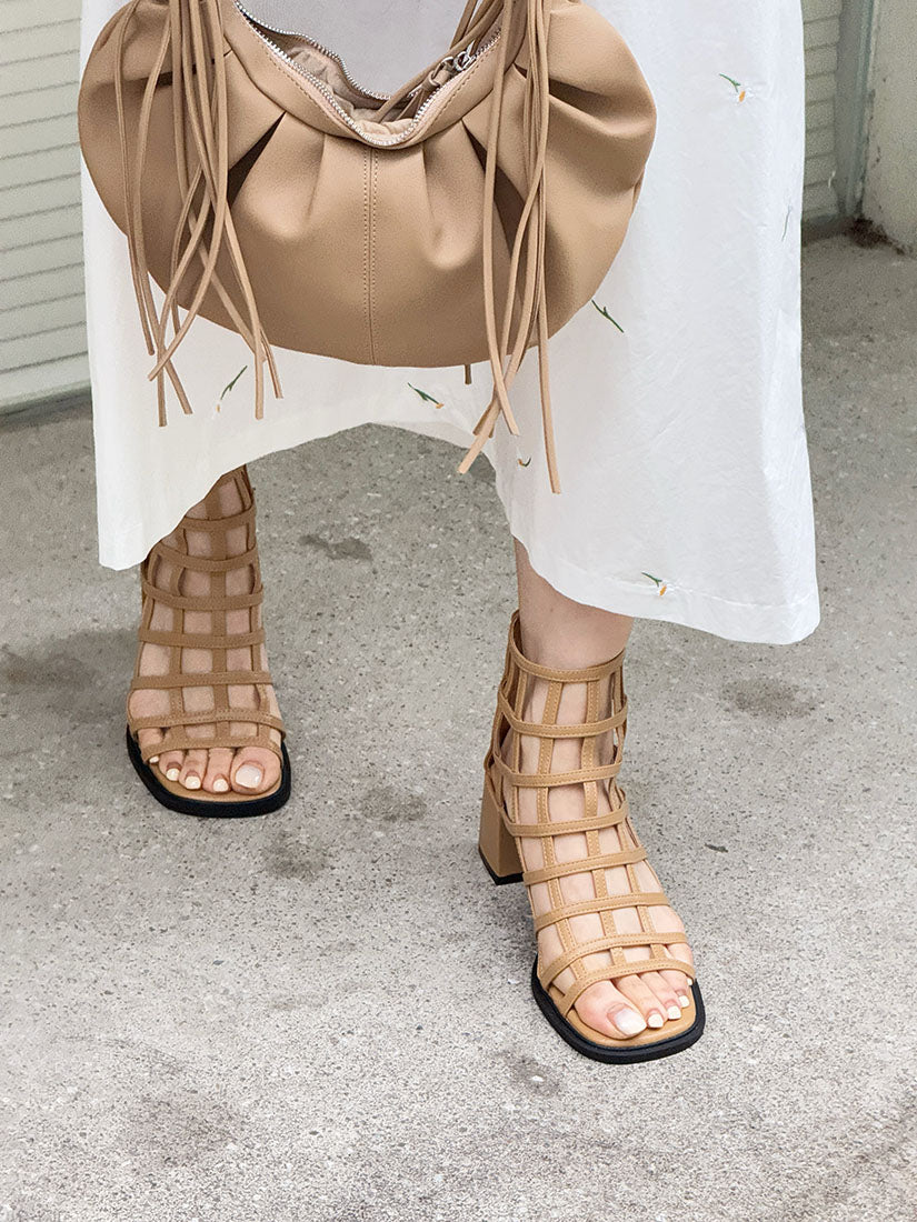 Grid Heeled Sandals (2 Colours)