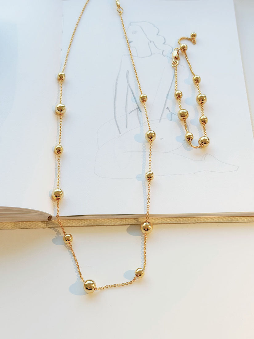 Golden Orb Station Necklace and Bracelet (2 Styles)
