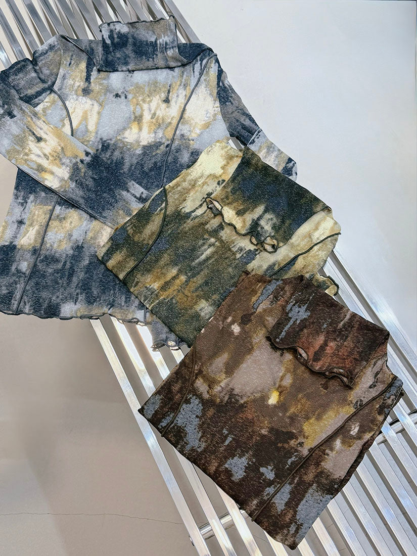 Lettuce Edge Tie Dye Printed Top (3 Colours)