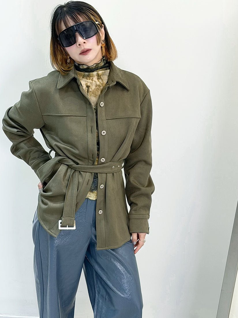 Belted Suede Shirt Jacket (2 Colours)