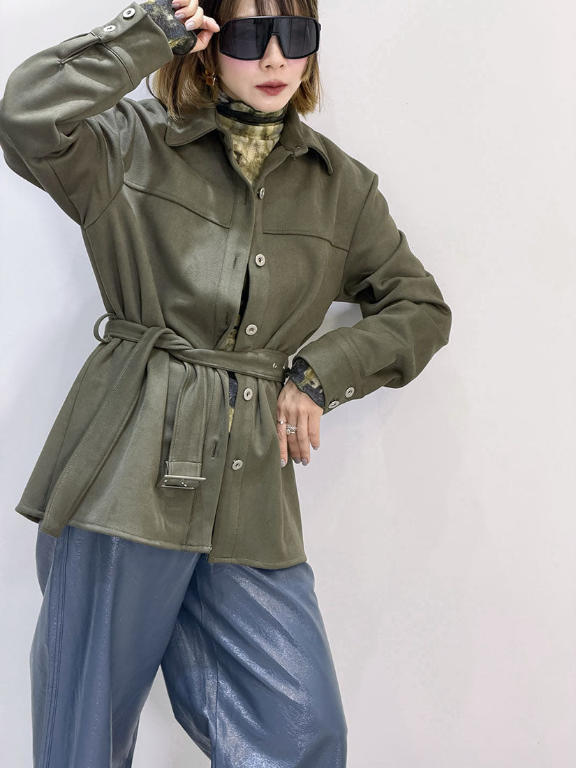 Belted Suede Shirt Jacket (2 Colours)
