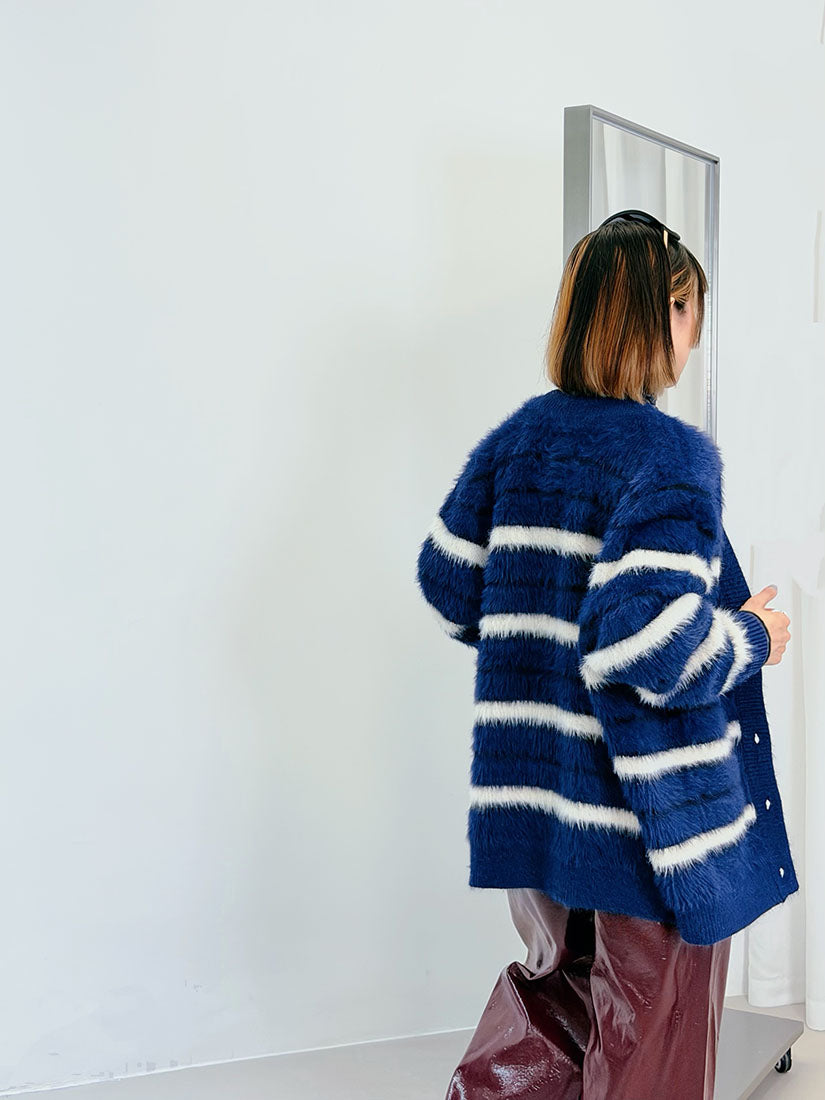 Hairy Striped Cardigan (2 Colours)