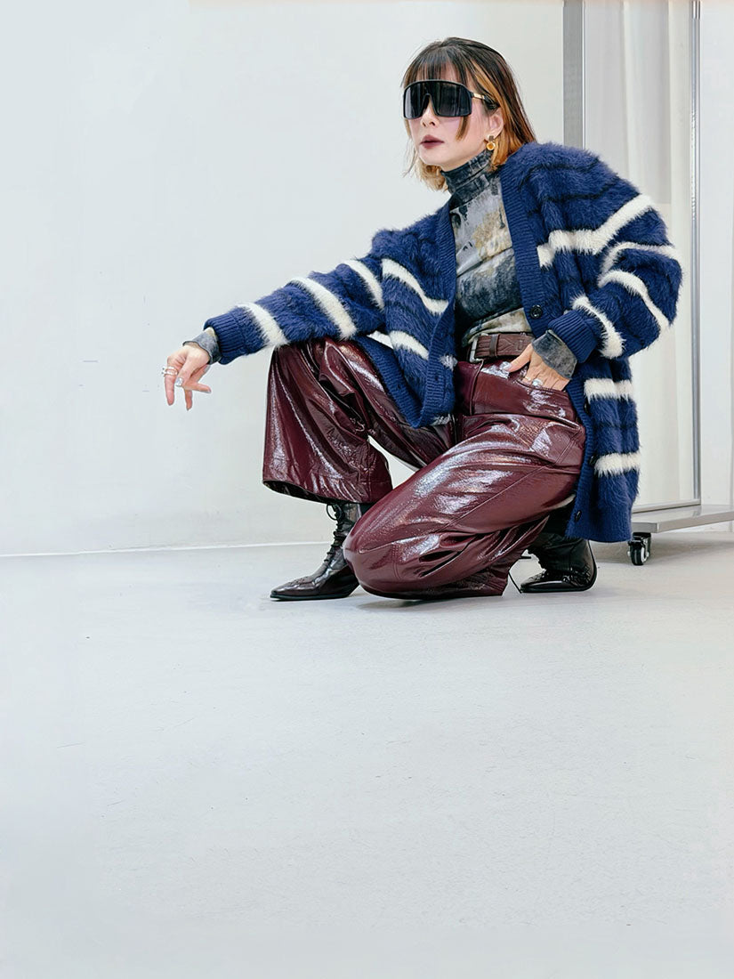 Hairy Striped Cardigan (2 Colours)