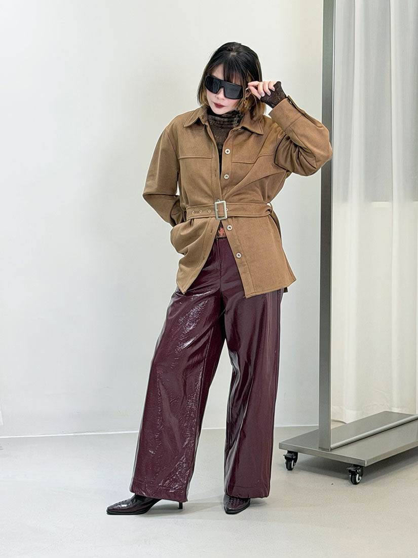 Belted Suede Shirt Jacket (2 Colours)