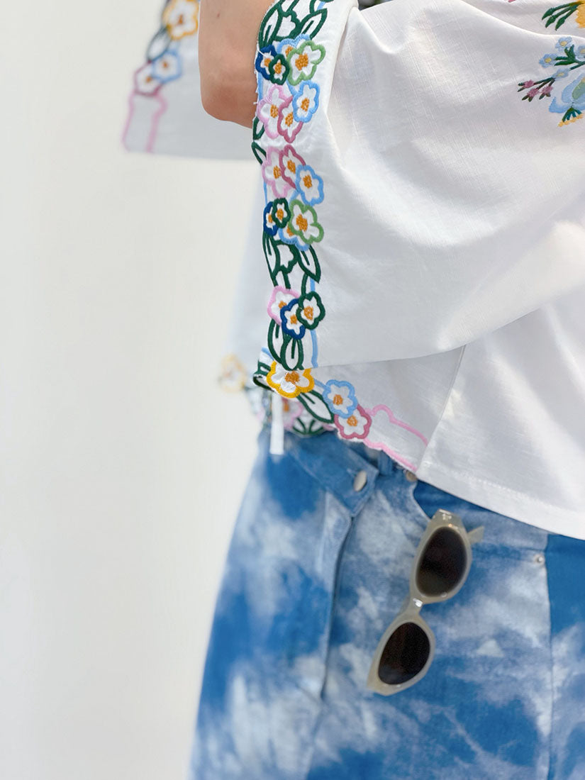 Embroidered Strappy Blouse